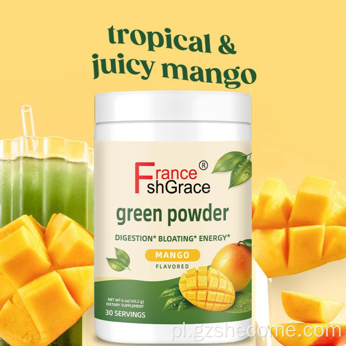 Zielony proszek Zdrowie jelit o smaku mango